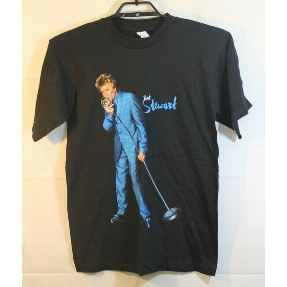 Rod Stewart Concert T Shirt Vintage 90s Black Band Tour All Rod All Night Size M - Picture 1 of 5